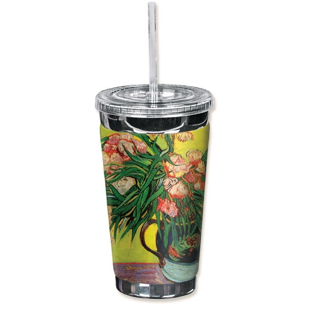 Mugzie brand 16-Ounce To Go Tumbler with Insulated Wetsuit Cover Auvres Van Gogh 